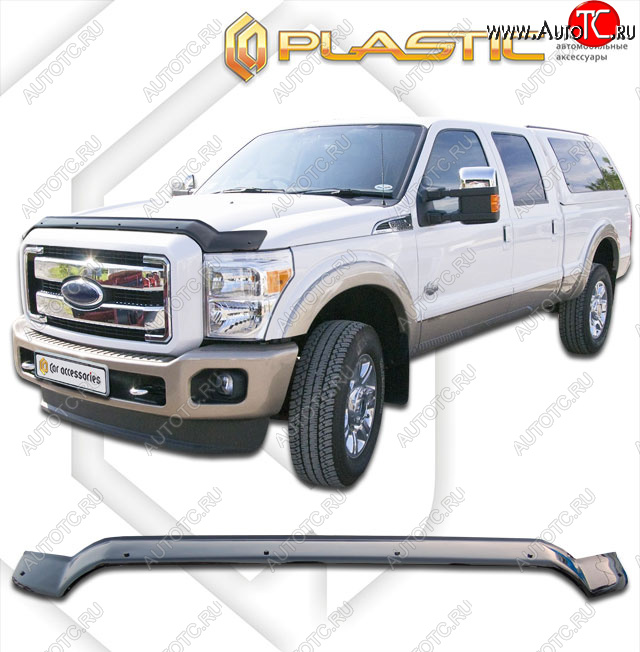 2 899 р. Дефлектор капота (exclusive) CA-Plastic  Ford F350  P473 PickUp CrewCab (2010-2016) (Classic чёрный, Без надписи)  с доставкой в г. Набережные‑Челны