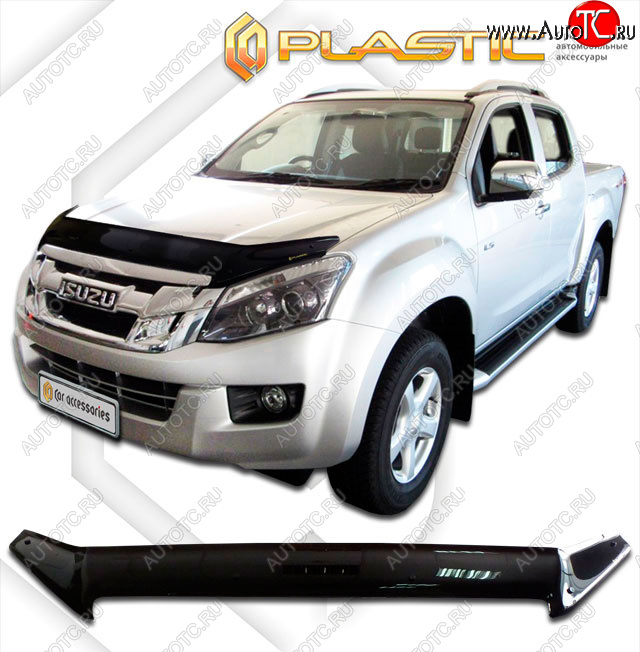 2 199 р. Дефлектор капота (exclusive) CA-Plastic  Isuzu D-Max ( RT85 ExtendedCab,  RT85,TFR ExtendedCab) (2011-2021) дорестайлинг, рестайлинг (Classic чёрный, Без надписи)  с доставкой в г. Набережные‑Челны