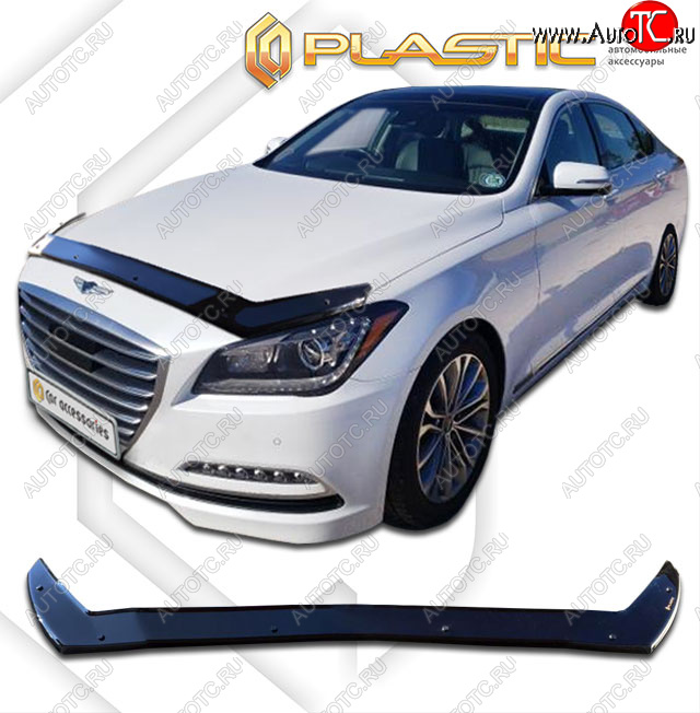 2 399 р. Дефлектор капота (exclusive) CA-Plastic  GENESIS G80  DH (2017-2020) (Classic чёрный, Без надписи)  с доставкой в г. Набережные‑Челны