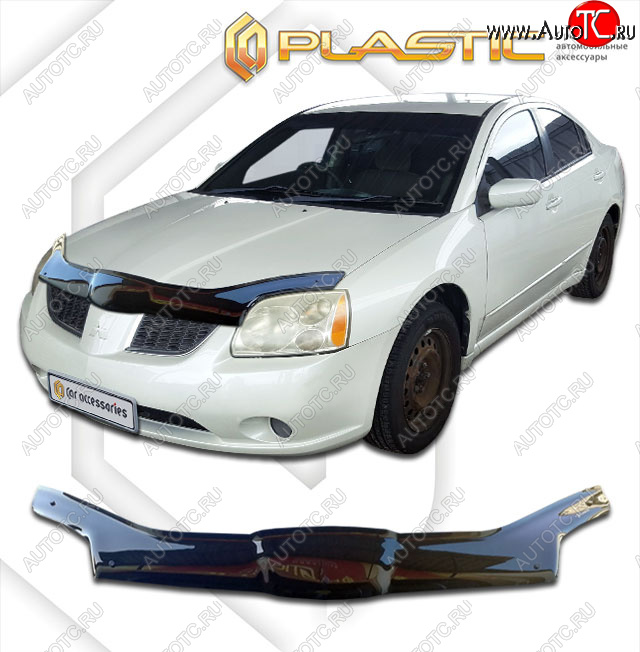 2 399 р. Дефлектор капота (exclusive) CA-Plastic  Mitsubishi Galant (2004-2012) (Classic черный, Без надписи)  с доставкой в г. Набережные‑Челны