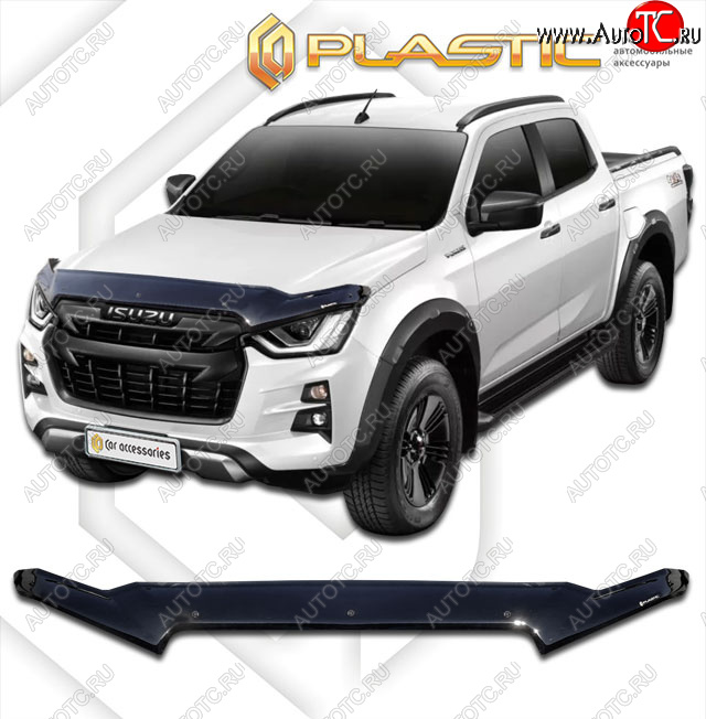 3 099 р. Дефлектор капота (exclusive) CA-Plastic  Isuzu D-Max  RG (2020-2023) DoubleCab (Classic чёрный, Без надписи)  с доставкой в г. Набережные‑Челны