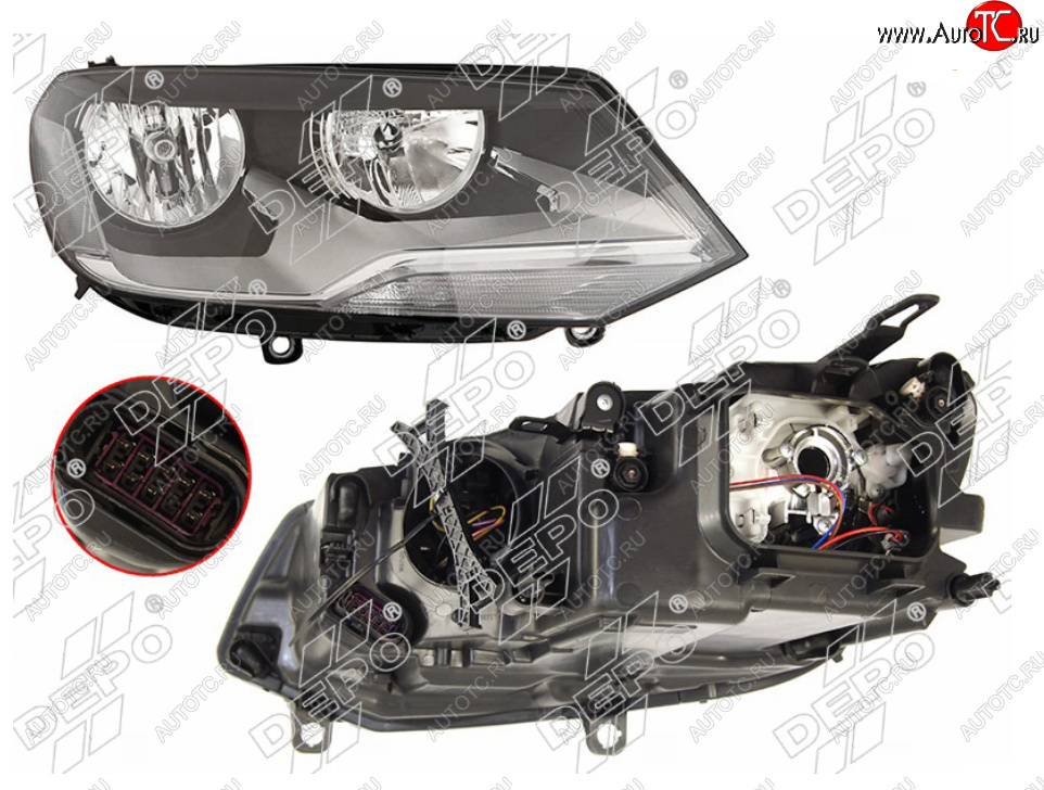 6 299 р. Правая фара (галоген, с корректором) DEPO Volkswagen Touareg NF дорестайлинг (2010-2014)  с доставкой в г. Набережные‑Челны