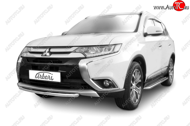 4 499 р. Защита переднего бампера (короткая диаметр 57 мм) Arbori Mitsubishi Outlander GF 2-ой рестайлинг (2015-2018)  с доставкой в г. Набережные‑Челны