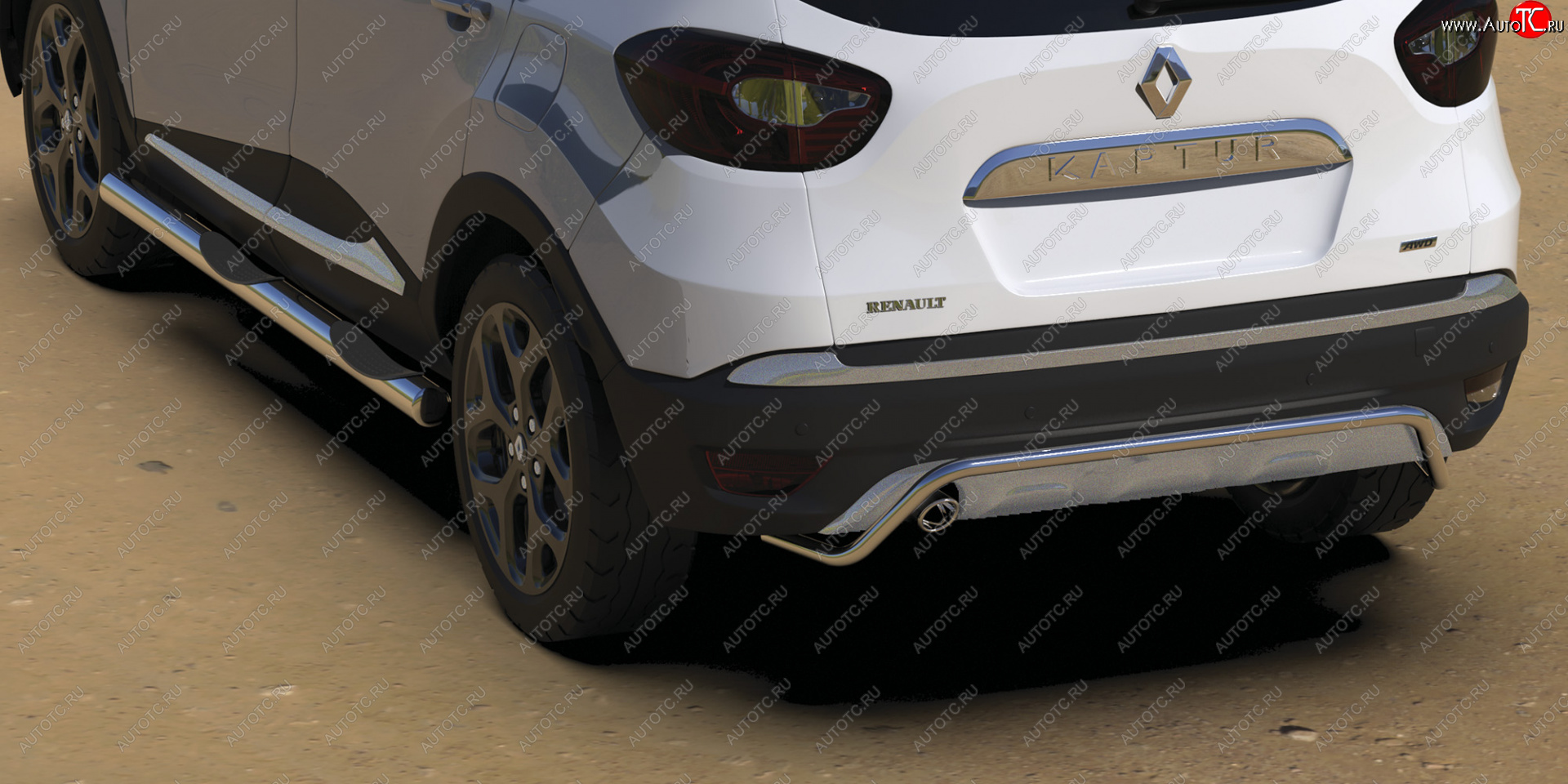 17 849 р. Защита заднего бампера (диаметр 42 мм) Arbori Renault Kaptur дорестайлинг (2016-2020)  с доставкой в г. Набережные‑Челны