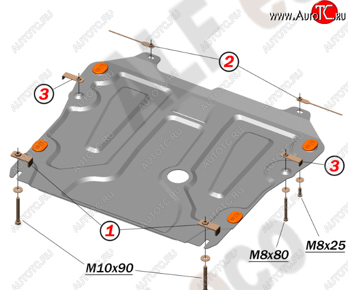 11 999 р. Защита картера двигателя и КПП Alfeco  Chevrolet Cruze ( J300,  J305,  J308) (2009-2015) седан дорестайлинг, хэтчбек дорестайлинг, седан рестайлинг, универсал рестайлинг, хэтчбек рестайлинг (Алюминий 4 мм)  с доставкой в г. Набережные‑Челны