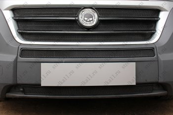 6 349 р. Защитная сетка в бампер (ячейка 3х7 мм, 5 частей) Alfeco Стандарт Fiat Ducato 290 (2014-2024) (Чёрная)  с доставкой в г. Набережные‑Челны. Увеличить фотографию 2