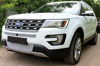 4 199 р. Защитная сетка в бампер (ячейка 4х10 мм, середина) Alfeco Премиум  Ford Explorer  U502 (2015-2018) 1-ый рестайлинг, 5 дв.  с доставкой в г. Набережные‑Челны. Увеличить фотографию 3