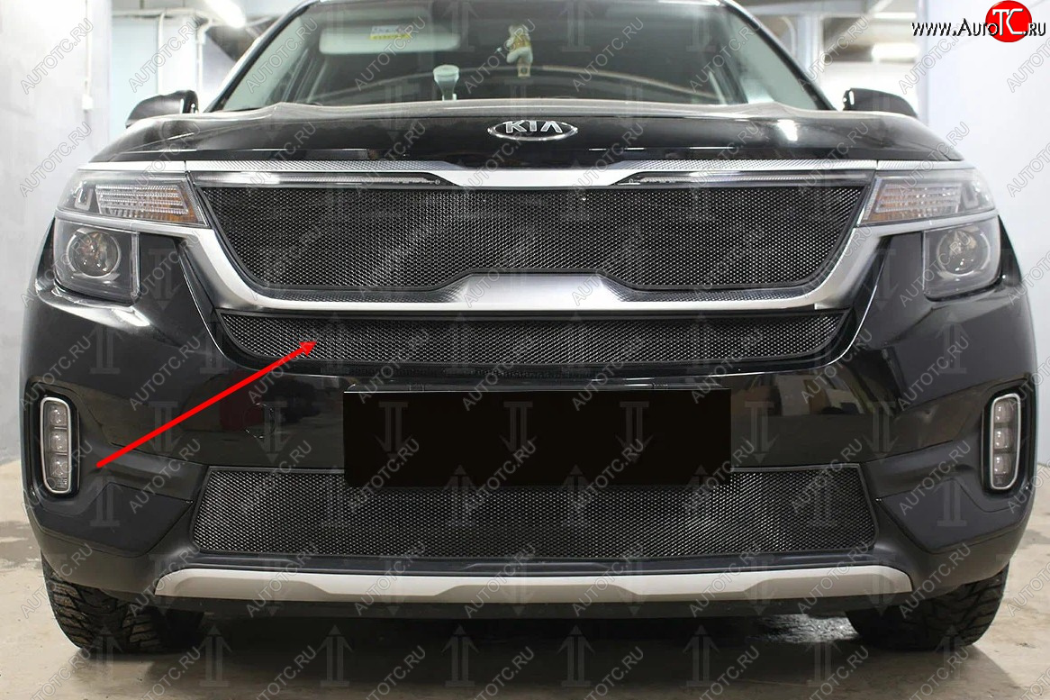 2 579 р.           Защита радиатора KIA Seltos 2019- black середина  KIA Seltos (2019-2024) (черная)  с доставкой в г. Набережные‑Челны