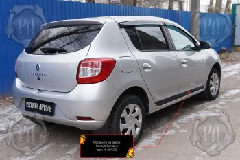 3 599 р. Комплект молдингов на двери (4 шт, узкие) Русская Артель  Renault Sandero  (B8) (2014-2018) дорестайлинг (Поверхность глянец, Неокрашенные)  с доставкой в г. Набережные‑Челны. Увеличить фотографию 2