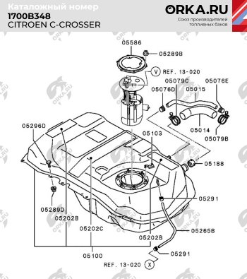 21 999 р. Топливный бак (пластик, 50 л.) BAKPLAST CITROEN C-crosser (2007-2012)  с доставкой в г. Набережные‑Челны. Увеличить фотографию 2