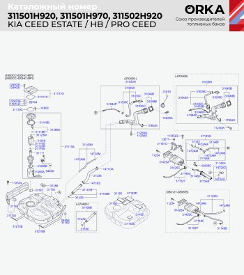 14 999 р. Топливный бак (сталь, антикоррозия, 53 л.) ORKA KIA Ceed 1 ED рестайлинг, хэтчбэк 5 дв. (2010-2012)  с доставкой в г. Набережные‑Челны. Увеличить фотографию 2