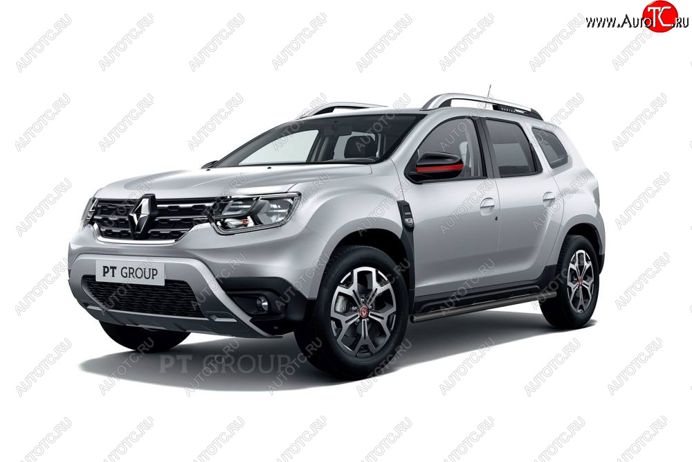 6 849 р. Защита порогов (прямая, Ø63 мм) Petroil Tuning Renault Duster HM (2020-2024) (окраска в черный (Шагрень))  с доставкой в г. Набережные‑Челны