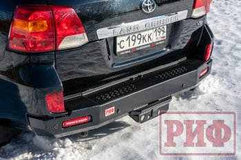 88 999 р. Бампер силовой задний РИФ Toyota Land Cruiser 200 1-ый рестайлинг (2012-2015) (с квадратом под фаркоп и фонарями)  с доставкой в г. Набережные‑Челны. Увеличить фотографию 2