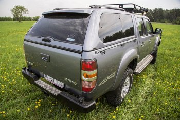 38 949 р. Бампер задний силовой РИФ Ford Ranger рестайлинг (2003-2007) (С квадратом под фаркоп)  с доставкой в г. Набережные‑Челны. Увеличить фотографию 2