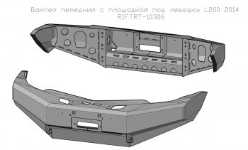 45 999 р. Бампер передний силовой РИФ Mitsubishi L200 4  дорестайлинг (2006-2014) (С защитой бачка омывателя)  с доставкой в г. Набережные‑Челны. Увеличить фотографию 3