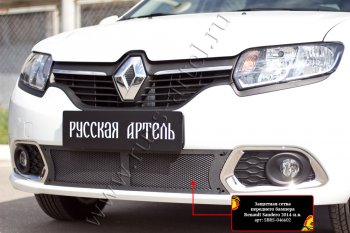 2 099 р. Защитная сетка решётки переднего бампера Русская Артель  Renault Sandero  (B8) (2014-2018) дорестайлинг (Поверхность текстурная)  с доставкой в г. Набережные‑Челны. Увеличить фотографию 3