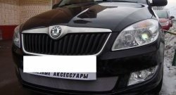 1 539 р. Сетка на бампер (рестайлинг) Russtal (хром)  Skoda Fabia  Mk2 (2007-2010) универсал дорестайлинг, хэтчбэк дорестайлинг  с доставкой в г. Набережные‑Челны. Увеличить фотографию 4