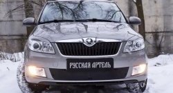 959 р. Зимняя заглушка решетки переднего бампера РА  Skoda Fabia  Mk2 (2010-2014) универсал рестайлинг, хэтчбэк рестайлинг  с доставкой в г. Набережные‑Челны. Увеличить фотографию 2