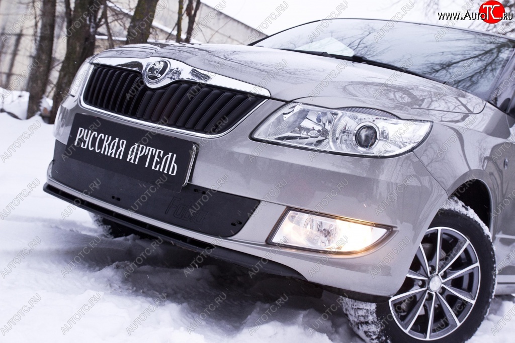 959 р. Зимняя заглушка решетки переднего бампера РА  Skoda Fabia  Mk2 (2010-2014) универсал рестайлинг, хэтчбэк рестайлинг  с доставкой в г. Набережные‑Челны