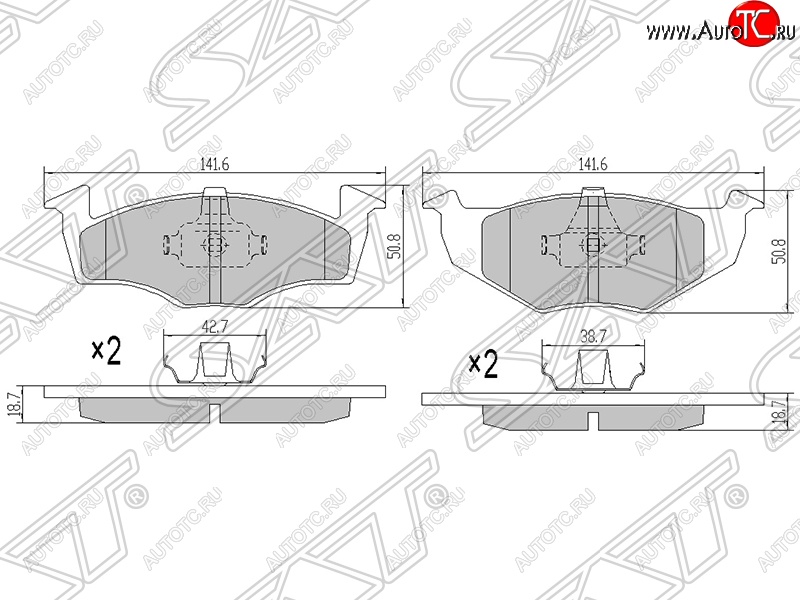 1 059 р. Колодки тормозные SAT (передние)  Skoda Fabia ( Mk1,  Mk2) (2004-2010), Volkswagen Polo  9N1 (2001-2009)  с доставкой в г. Набережные‑Челны