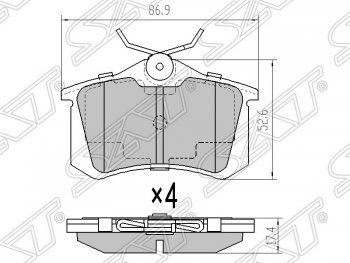 479 р. Колодки тормозные SAT (задние)  Audi A1  8X1 хэтчбэк 3 дв. (2010-2014), Audi A3 ( 8LA хэтчбэк 5 дв.,  8L1 хэтчбэк 3 дв.) (1996-2003), Skoda Fabia ( Mk1,  Mk2) (2004-2014), Skoda Octavia ( Tour A4 1U5,  Tour A4 1U2,  A5) (1996-2013), Skoda Rapid ( NH3,  NH1) (2012-2017), Skoda Roomster  5J (2006-2015)  с доставкой в г. Набережные‑Челны. Увеличить фотографию 1