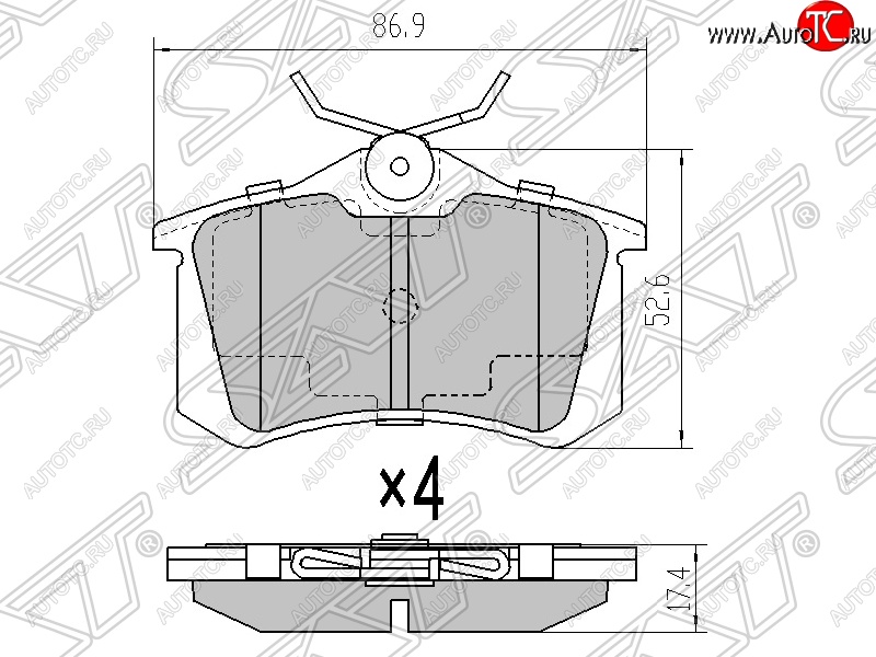 479 р. Колодки тормозные SAT (задние) Skoda Fabia Mk1 седан рестайлинг (2004-2008)  с доставкой в г. Набережные‑Челны