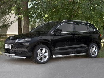 29 999 р. Защита переднего бампера (2 трубы Ø63 мм, нержавейка) SLITKOFF Skoda Karoq NU7 дорестайлинг (2017-2021)  с доставкой в г. Набережные‑Челны. Увеличить фотографию 3