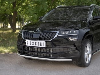 16 999 р. Защита переднего бампера (Ø42 мм, нержавейка) SLITKOFF  Skoda Karoq  NU7 (2017-2021) дорестайлинг  с доставкой в г. Набережные‑Челны. Увеличить фотографию 2