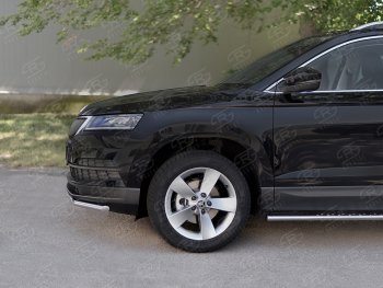 16 999 р. Защита переднего бампера (Ø42 мм, нержавейка) SLITKOFF  Skoda Karoq  NU7 (2017-2021) дорестайлинг  с доставкой в г. Набережные‑Челны. Увеличить фотографию 4