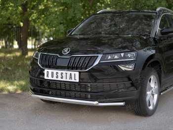 20 999 р. Защита переднего бампера (2 трубы Ø42 мм, нержавейка) SLITKOFF Skoda Karoq NU7 дорестайлинг (2017-2021)  с доставкой в г. Набережные‑Челны. Увеличить фотографию 2