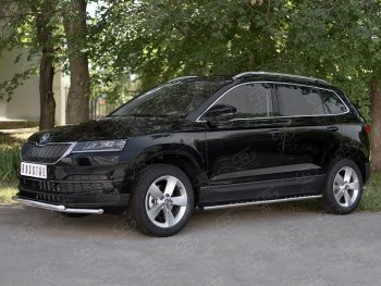 20 999 р. Защита переднего бампера (2 трубы Ø42 мм, нержавейка) SLITKOFF Skoda Karoq NU7 дорестайлинг (2017-2021)  с доставкой в г. Набережные‑Челны. Увеличить фотографию 3