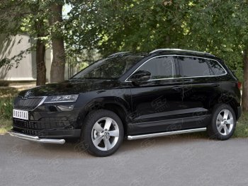 23 899 р. Защита переднего бампера (2 трубы Ø63 и 42 мм, нержавейка) SLITKOFF Skoda Karoq NU7 дорестайлинг (2017-2021)  с доставкой в г. Набережные‑Челны. Увеличить фотографию 3