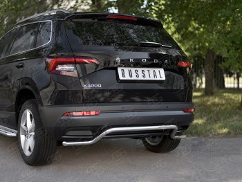 14 999 р. Защита заднего бампера (Ø42 мм волна, нержавейка) SLITKOFF Skoda Karoq NU7 дорестайлинг (2017-2021)  с доставкой в г. Набережные‑Челны. Увеличить фотографию 2