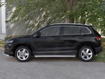 26 999 р. Пороги SLITKOFF d42 с листом  Skoda Karoq  NU7 (2017-2024) дорестайлинг, рестайлинг (лист алюминий, труба нержавейка)  с доставкой в г. Набережные‑Челны. Увеличить фотографию 3