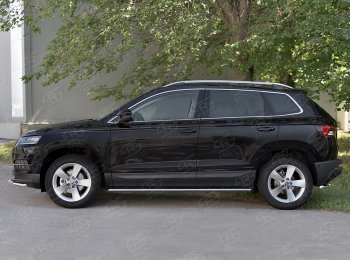 20 749 р. Защита порогов Russtal труба 75х42 овал с проступью Skoda Karoq NU7 дорестайлинг (2017-2021)  с доставкой в г. Набережные‑Челны. Увеличить фотографию 3