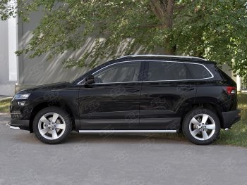 18 799 р. Защита порогов на SLITKOFF труба d63 Skoda Karoq NU7 дорестайлинг (2017-2021) (защита порогов с заглушками на торцах)  с доставкой в г. Набережные‑Челны. Увеличить фотографию 3