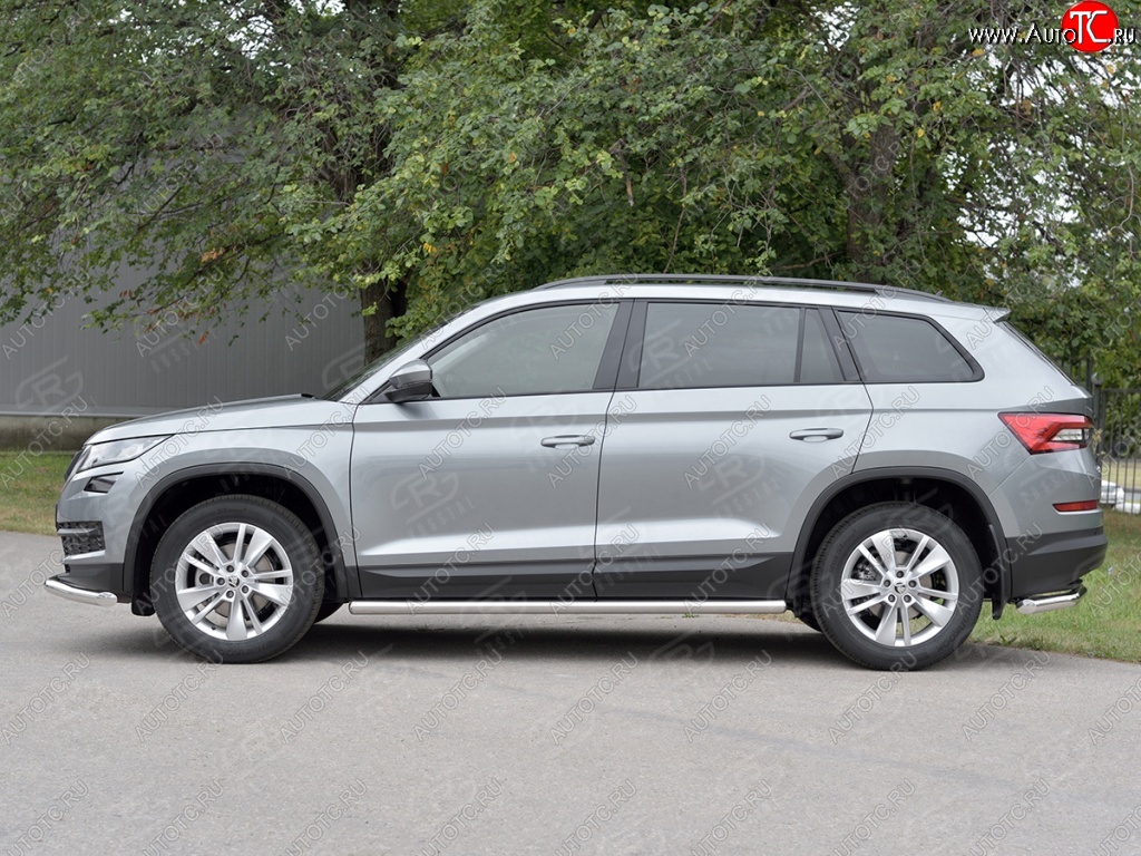 21 999 р. Пороги труба d63 (v3) SLITKOFF  Skoda Kodiaq  NU7 (2017-2021) дорестайлинг  с доставкой в г. Набережные‑Челны