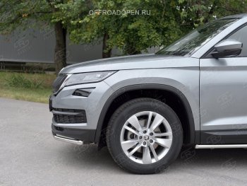 19 799 р. Защита переднего бампера (Ø63 мм, нержавейка) SLITKOFF  Skoda Kodiaq  NU7 (2017-2021) дорестайлинг  с доставкой в г. Набережные‑Челны. Увеличить фотографию 2