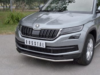 19 799 р. Защита переднего бампера (Ø63 мм, нержавейка) SLITKOFF  Skoda Kodiaq  NU7 (2017-2021) дорестайлинг  с доставкой в г. Набережные‑Челны. Увеличить фотографию 3