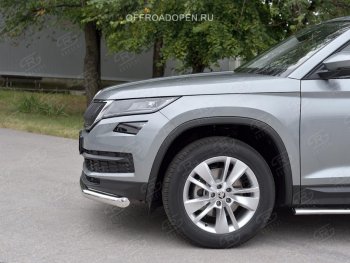 18 299 р. Защита переднего бампера (Ø63 мм, нержавейка) SLITKOFF  Skoda Kodiaq  NU7 (2017-2021) дорестайлинг  с доставкой в г. Набережные‑Челны. Увеличить фотографию 4