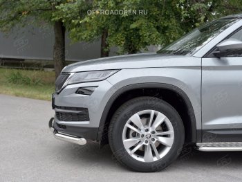 23 499 р. Защита переднего бампера (2 трубы Ø63 и 42 мм, нержавейка) SLITKOFF Skoda Kodiaq NU7 дорестайлинг (2017-2021)  с доставкой в г. Набережные‑Челны. Увеличить фотографию 3