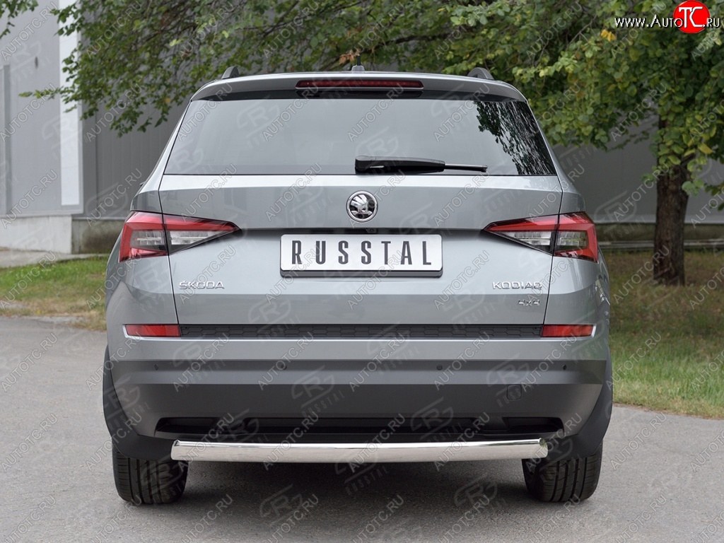 9 649 р. Защита заднего бампера d75х42 дуга Russtal  Skoda Kodiaq  NU7 (2017-2021) дорестайлинг  с доставкой в г. Набережные‑Челны