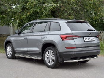 14 799 р. Защита заднего бампера (Ø63 мм, нержавейка) SLITKOFF Skoda Kodiaq NU7 дорестайлинг (2017-2021)  с доставкой в г. Набережные‑Челны. Увеличить фотографию 2