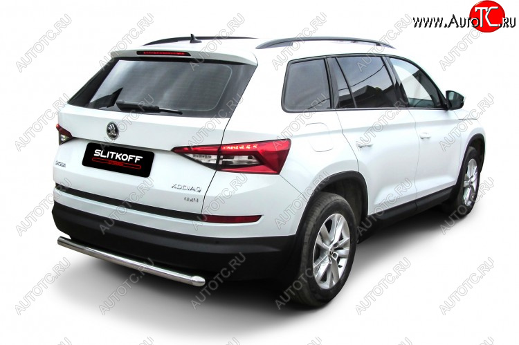 11 599 р. Защита заднего бампера Slitkoff (Ø 57 мм)  Skoda Kodiaq  NU7 (2017-2021) дорестайлинг (Нержавеющая сталь)  с доставкой в г. Набережные‑Челны