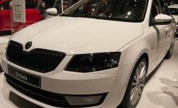 2 569 р. Сетка (для комплектации Ambition, Elegance) на бампер Russtal (черная) Skoda Octavia A7 дорестайлинг лифтбэк (2012-2017)  с доставкой в г. Набережные‑Челны. Увеличить фотографию 1