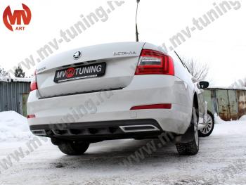 2 399 р. Накладка бампера (диффузор) MV-Tuning Skoda Octavia A7 дорестайлинг лифтбэк (2012-2017) (Глянец, Неокрашенная)  с доставкой в г. Набережные‑Челны. Увеличить фотографию 2