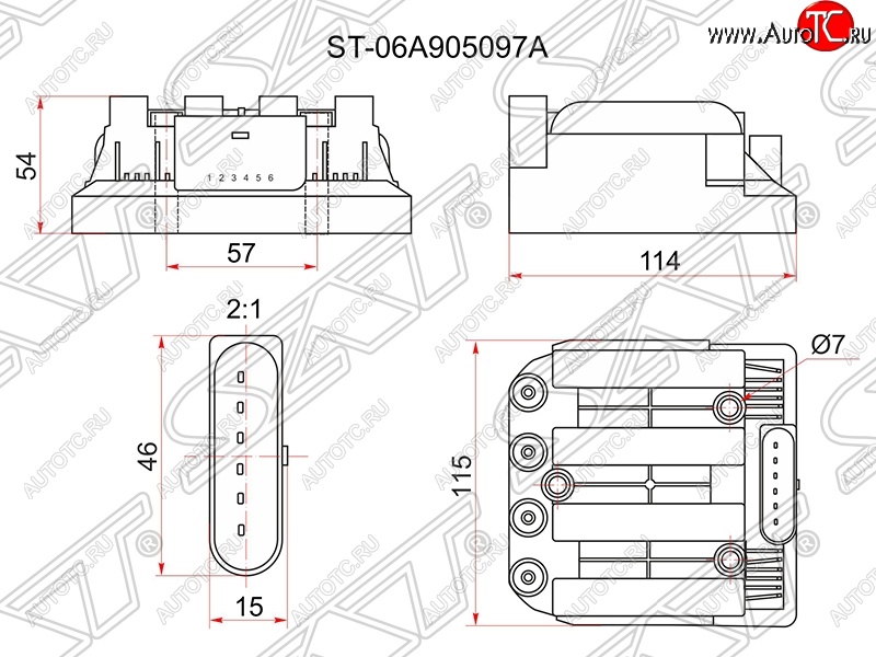 4 899 р. Катушка зажигания SAT (модуль)  Skoda Octavia ( Tour A4 1U5,  Tour A4 1U2) (1996-2000), Volkswagen Bora (1998-2005), Volkswagen Caddy  2K (2003-2010), Volkswagen Golf  4 (1997-2003), Volkswagen Touran  1T (2006-2010)  с доставкой в г. Набережные‑Челны