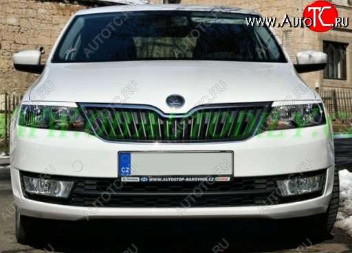 1 099 р. Реснички на фары CT Skoda Rapid NH3 дорестайлинг лифтбэк (2012-2017) (Неокрашенные)  с доставкой в г. Набережные‑Челны