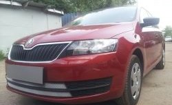 2 399 р. Сетка на бампер Russtal (хром) Skoda Rapid NH3 дорестайлинг лифтбэк (2012-2017)  с доставкой в г. Набережные‑Челны. Увеличить фотографию 4