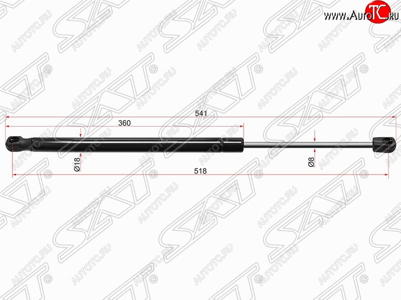 669 р. Газовый упор крышки багажника SAT  Skoda Rapid ( NH3,  NH1) (2012-2020) дорестайлинг лифтбэк, хэтчбэк дорестайлинг, хэтчбэк рестайлинг, рестайлинг лифтбэк  с доставкой в г. Набережные‑Челны